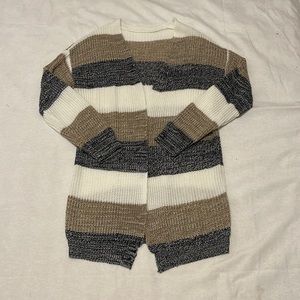 Blue, Cream, Bronze Striped Crochet Cardigan size Medium